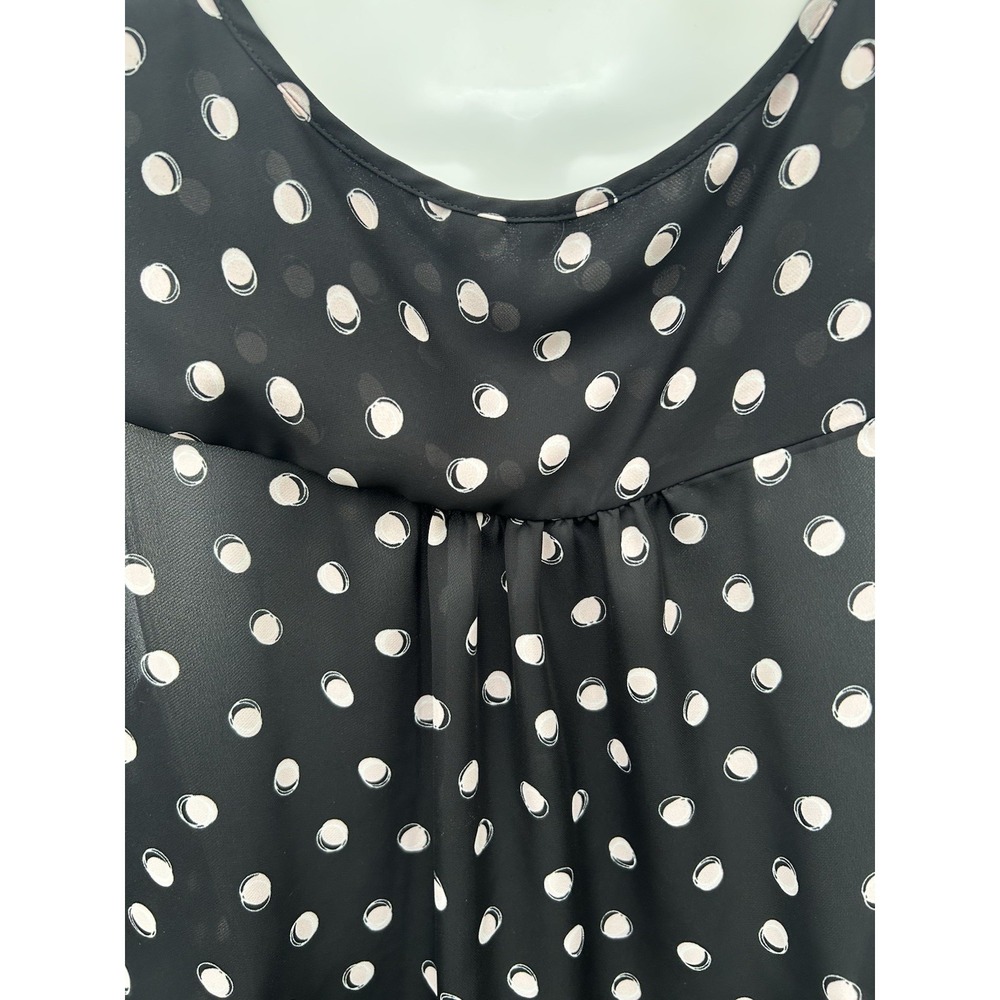 Elle Black White Polka Dot Ruffle Neck Sleeveless Blouse Top XXL Peach Lightet - Picture 4 of 7
